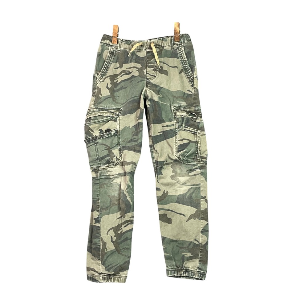 Wrangler Cargo Pants Women 14 Slim Green Camo Tapered Leg Elastic Waist Stretch